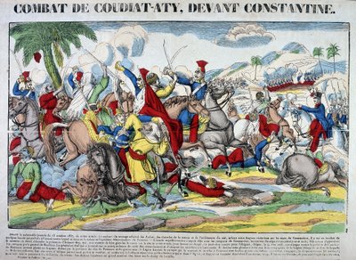 Représentation de la bataille de Coudiat Aty, avant Constantine, qui a conduit à la prise de Constantine le 13 octobre 1837. Image d