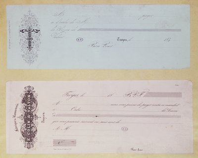 Demandes de paiement, émises à Troyes dans les années 1840 - French School