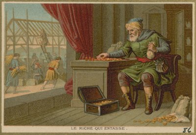 Riche homme comptant son argent - French School