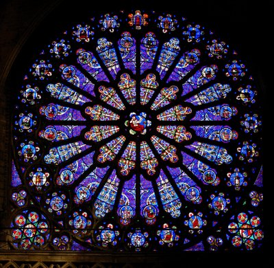 Rosace avec du verre du XIXe siècle d