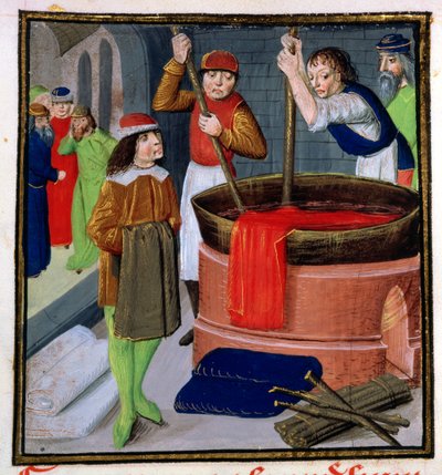 Teinture de tissu, de Des Proprietes des Choses par Bartholomeus Anglicus - French School