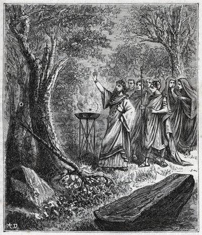 STRUFERTARI (fête dans la Rome antique pour purifier les arbres frappés) - Gravure dans "Les sciences à la portée de tous - physique et chimie populaires" par Alexis Clerc - Fin du XIXe siècle. Collection privée. - French School