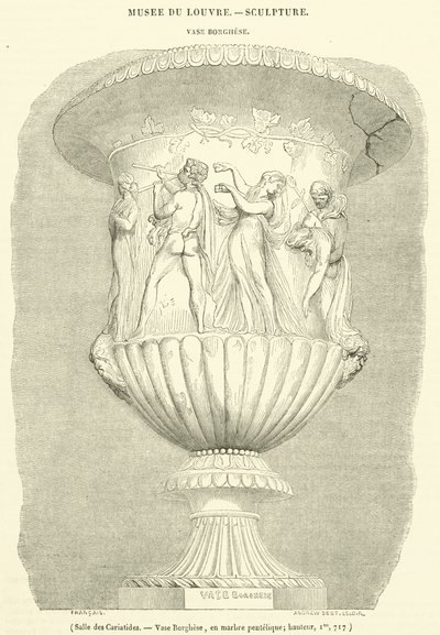 Salle des Cariatides, Vase Borghese, en marbre pentélique, hauteur, Im, 717 - French School