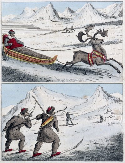 Chasse et traîneau des Samis - French School