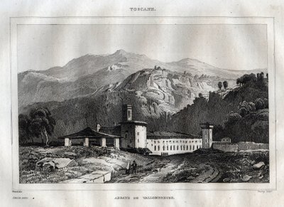 Santa Maria di Vallombrosa abbaye bénédictine située dans la commune de Reggello, en Toscane - Abbaye de Vallombrosa - Gravure de « L