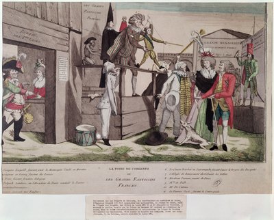 Caricature satirique des émigrés français à Coblence et la Déclaration de Pillnitz, 1791 - French School