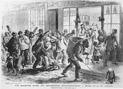 Samedi soir dans le quartier Mouffetard, vers 1860 - French School