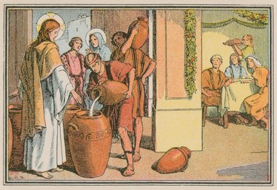 Scène de la vie de Jésus (gravure en couleur) - French School