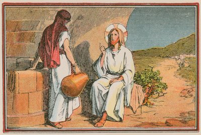 Scène de la vie de Jésus (gravure en couleur) - French School