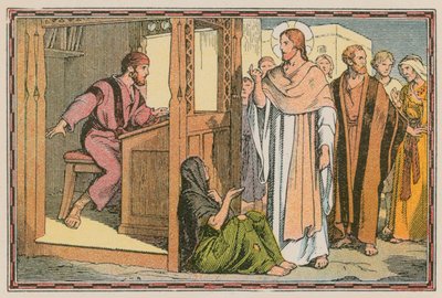 Scène de la vie de Jésus (gravure en couleur) - French School