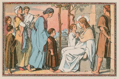 Scène de la vie de Jésus (gravure en couleur) - French School