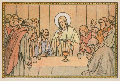 Scène de la vie de Jésus (gravure en couleur) - French School