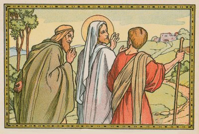 Scène de la vie de Jésus (gravure en couleur) - French School