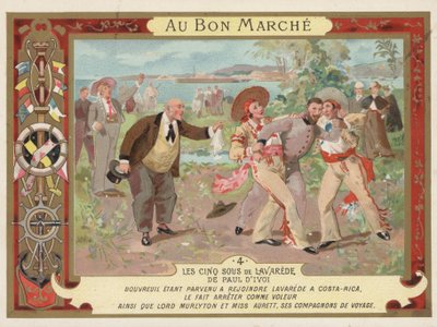 Scène du roman Les Cinq Sous de Lavarede, par Paul Ivoi - French School