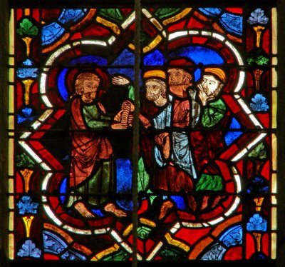 Scène dans la fenêtre E représentant Judas recevant l