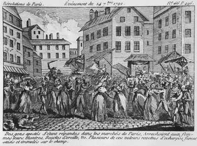 Scène de pillage à Paris, 14 septembre 1792 - French School
