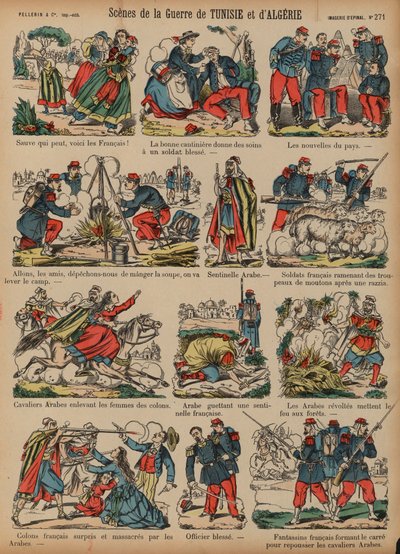 Scènes des guerres coloniales françaises en Algérie et en Tunisie - French School