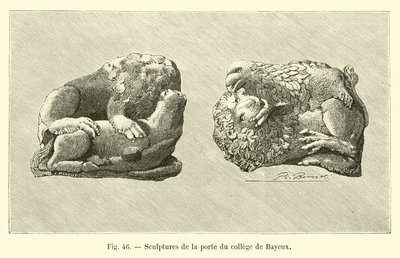 Sculptures de la porte du college de Bayeux (engraving) - French School