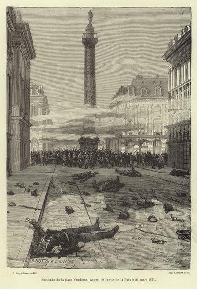 Fusillades sur la Place Vendôme, Paris, Commune de Paris, 23 mars 1871 - French School