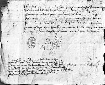 Signature de Louis XI sur une lettre au Gouverneur d