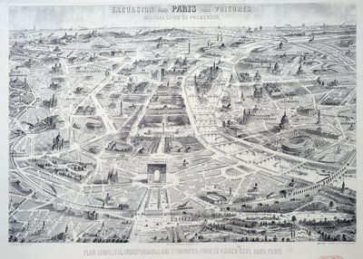 Plan simplifié de Paris indispensable aux étrangers pour se guider seuls dans la ville. Planche tirée de "Nouveau guide du promeneur, excursion de Paris sans voiture" 20e siècle Paris, Musée Carnavalet - French School