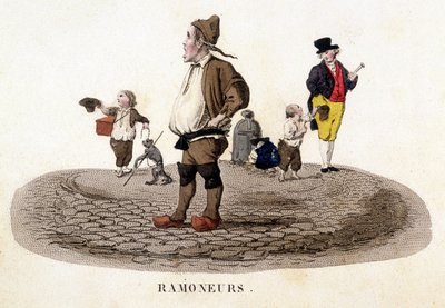 Petites cheminées criant dans les rues - French School