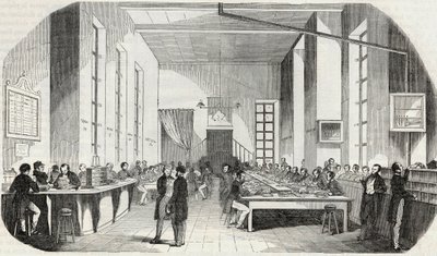 Tri des lettres de Paris - Gravure dans « Tableau-de-Paris » par Edmond Texier 1852 - French School