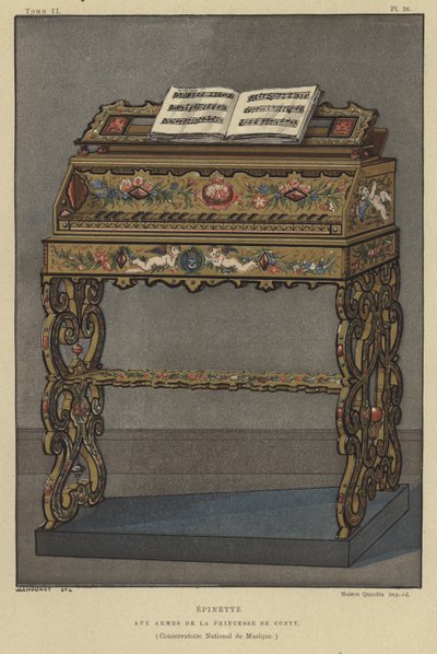 Épinette avec les armoiries de la princesse de Conti - French School