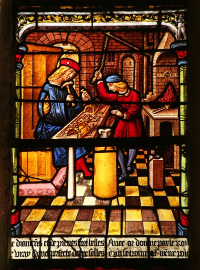 Saint Éloi comme orfèvre avec son apprenti - French School
