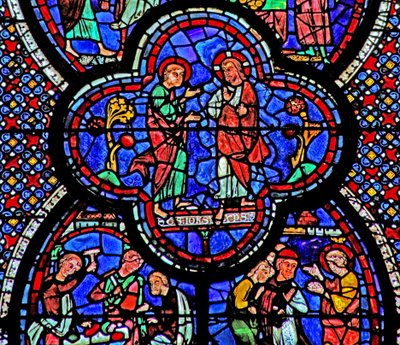 Fenêtre de Saint Jean : Christ apparaît à Saint Jean - French School