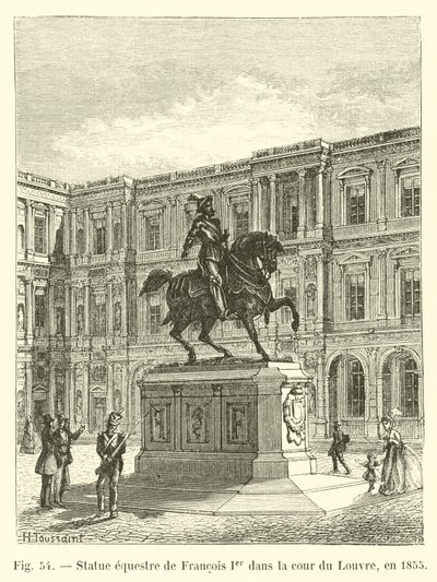 Statue équestre de François Ier dans la cour du Louvre, en 1855 - French School