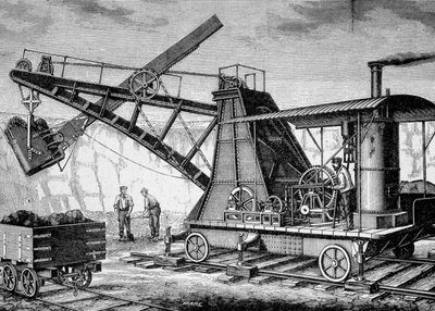 Terrassier à vapeur de Ruston et Proctor - dans « Album de la Science ; savants illustres ; Grandes découvertes » 1896. - French School