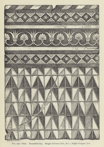 Suse, Argile émaillée, Hauteur de la brique inférieure, 20 cm; hauteur de la supérieure, 12 cm - French School
