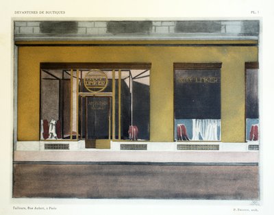 Tailleurs, Planche 7, illustration de Devantures de Boutiques par Louis-Pierre Sezille, Paris, 1927 - French School
