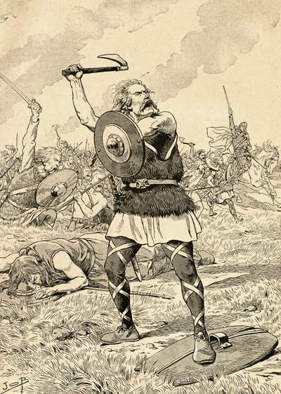 La bataille de Tolbiac en 496 entre les Francs et les Alamans. De l