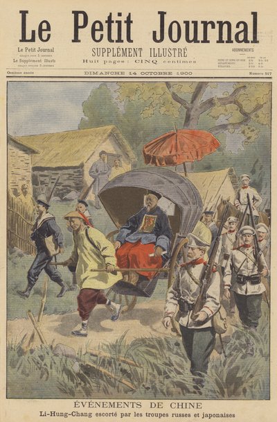 La rébellion des Boxers : Li Hongzhang escorté par des troupes russes et japonaises - French School