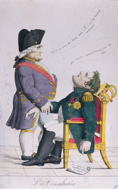 La Consultation, caricature de Cambacérès (1753-1824) et Napoléon (1769-1821) vers 1810-14 - French School