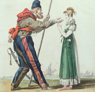 Le Cosaque à Paris, vers 1815 - French School