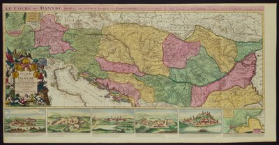Le Cours du Danube de sa Source à son Embouchure, basé sur les mémoires les plus récents de P. Coroneli et S. Sanson, Géographe du Roi - French School