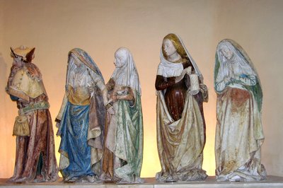 La Mise au tombeau, 1490 (pierre peinte) (détail) - French School