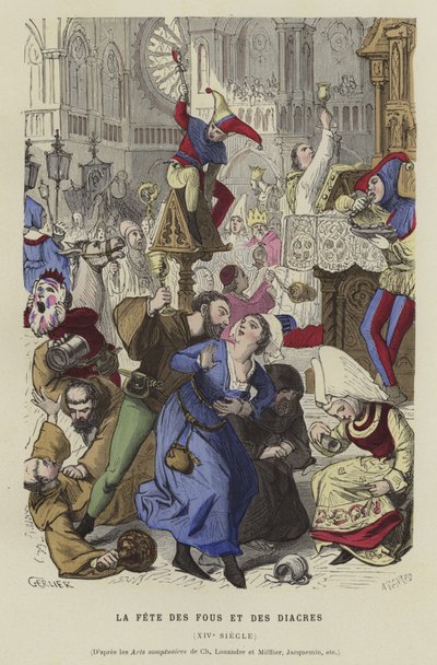 La Fête des Fous et des Diacres, 14ème siècle - French School