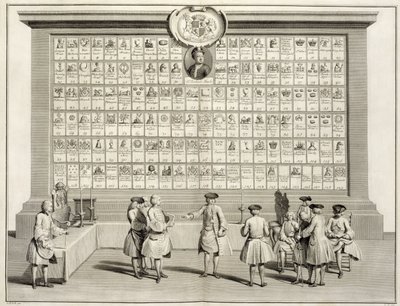 Les Francs-Maçons, avec des signes pour les différentes loges, tiré de Les Cérémonies de la Religion et de la Coutume, c.1733 - French School