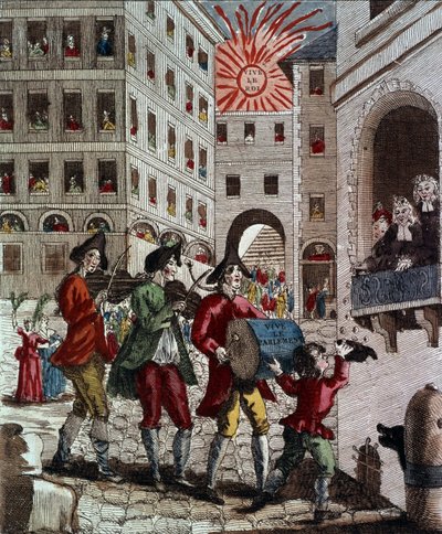 La Joie du peuple français, célébrant le roi et le rappel du Parlement en septembre 1788 - French School