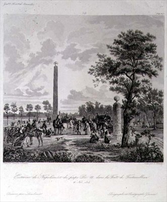 La Rencontre entre Napoléon et le Pape Pie VII dans la Forêt de Fontainebleau, gravé par A. Pilinski, 26 novembre 1804 - French School