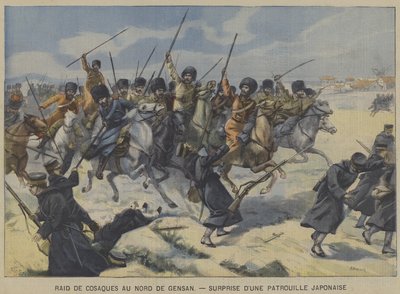 La guerre russo-japonaise : des cosaques surprenant une patrouille japonaise lors d