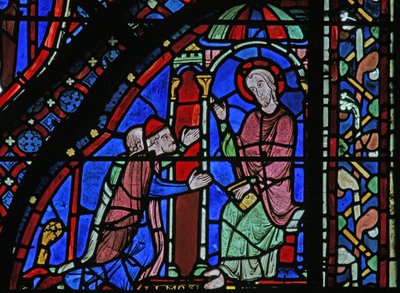 La fenêtre de Saint Jacques : Jacques avec Almongenes (Hermogines) et Filetus - French School
