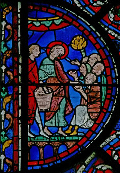La fenêtre de Saint Thomas : distribue du pain aux pauvres - French School
