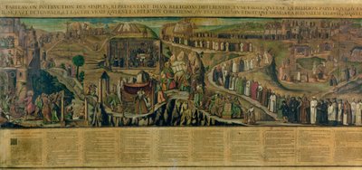 Les Deux Chemins de la Religion, représentation de la division entre Protestantisme et Catholicisme - French School
