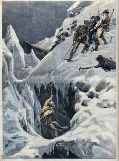 La catastrophe du Mont Blanc : la mort des voyageurs et de leurs guides lors de leur expédition, dans « Le Petit Parisien ». - French School