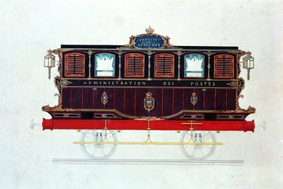 La première voiture-poste en France, c.1830-48 - French School